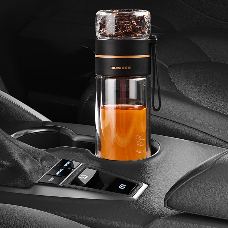 Phantom Pour glass portable bottle with tea or herbal infusion