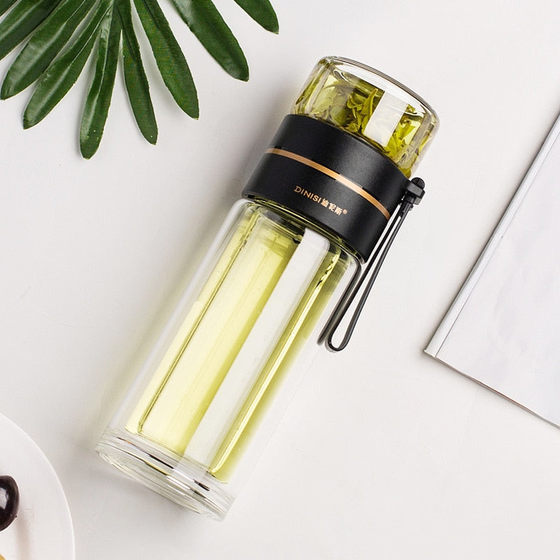 Phantom Pour glass portable bottle with tea or herbal infusion