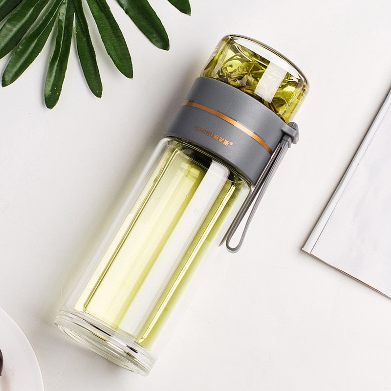 Phantom Pour glass portable bottle with tea or herbal infusion