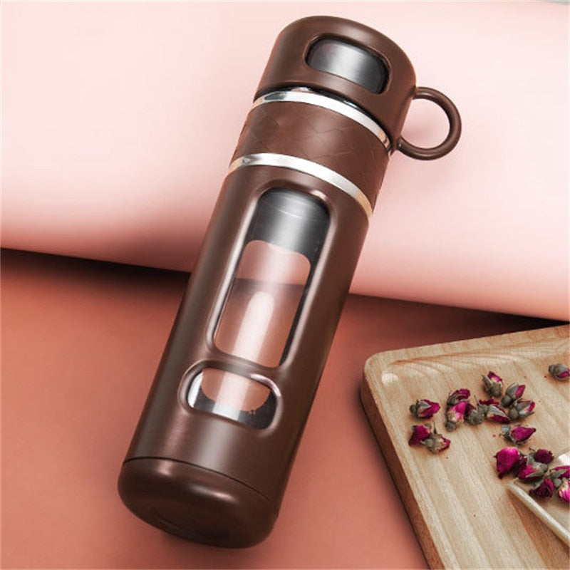 Phantom Pour Glass Tea Water Bottle With Tea Filter