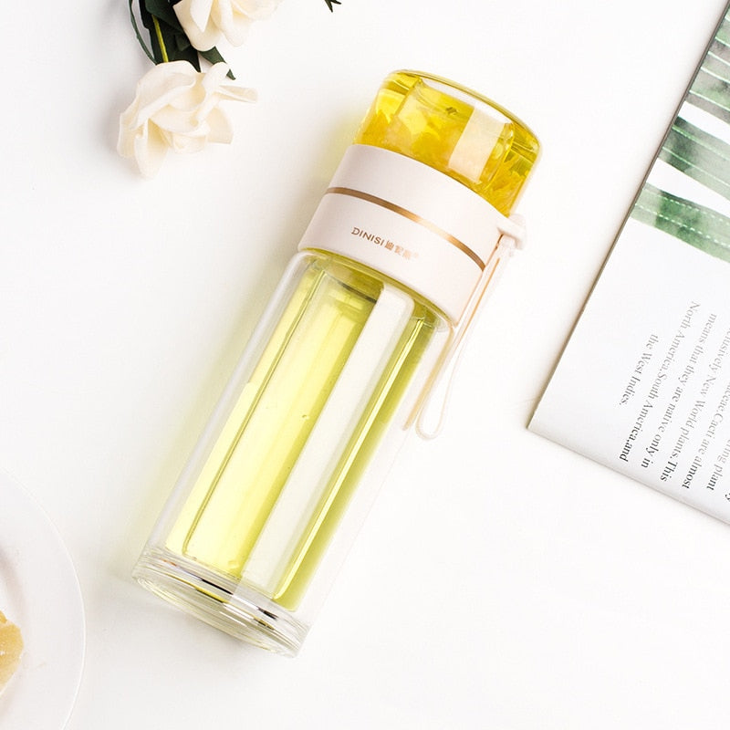 Phantom Pour glass portable bottle with tea or herbal infusion