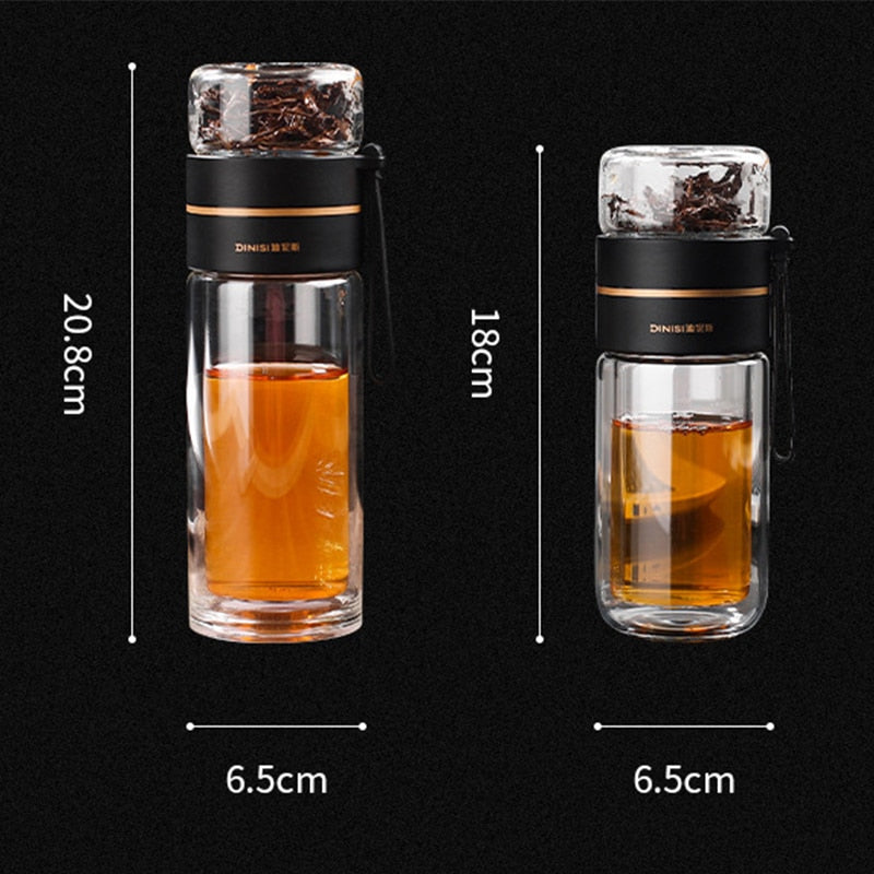 Phantom Pour glass portable bottle with tea or herbal infusion