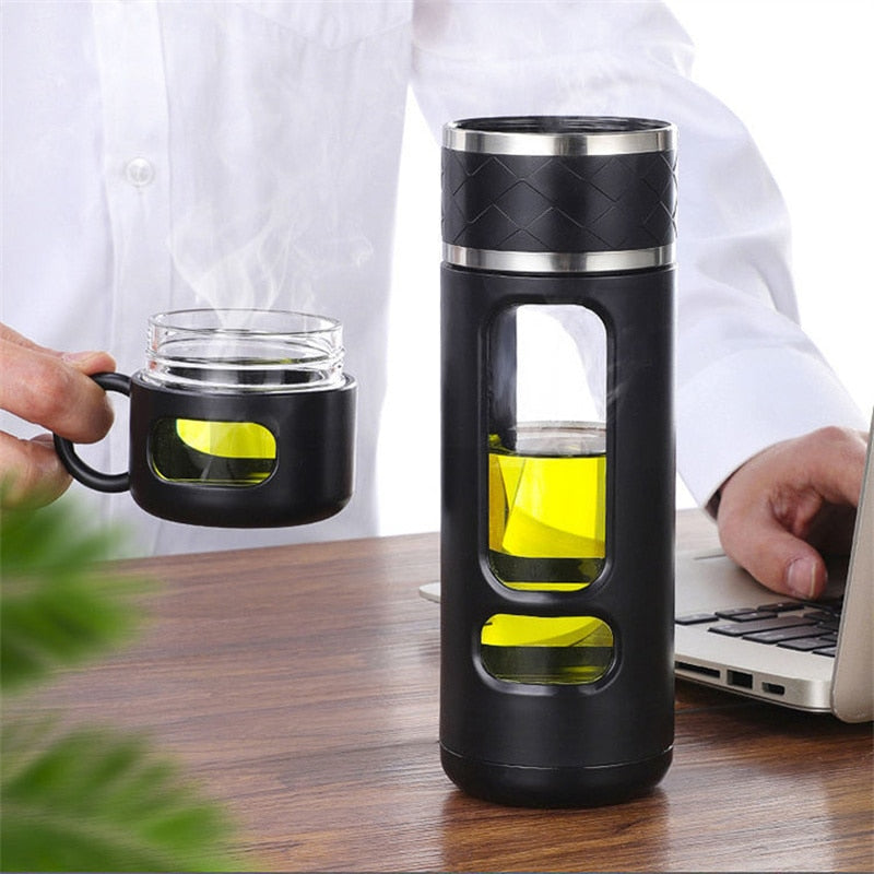 Phantom Pour Glass Tea Water Bottle With Tea Filter