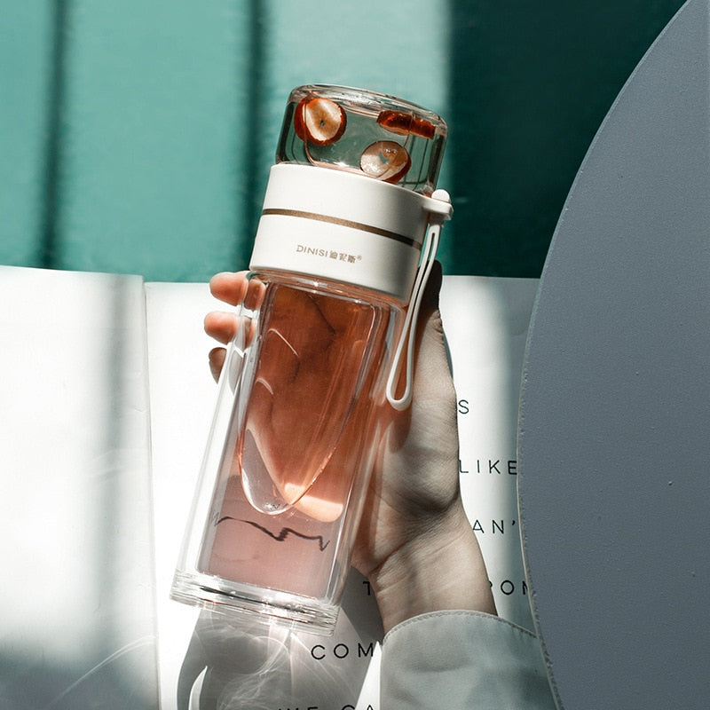 Phantom Pour glass portable bottle with tea or herbal infusion