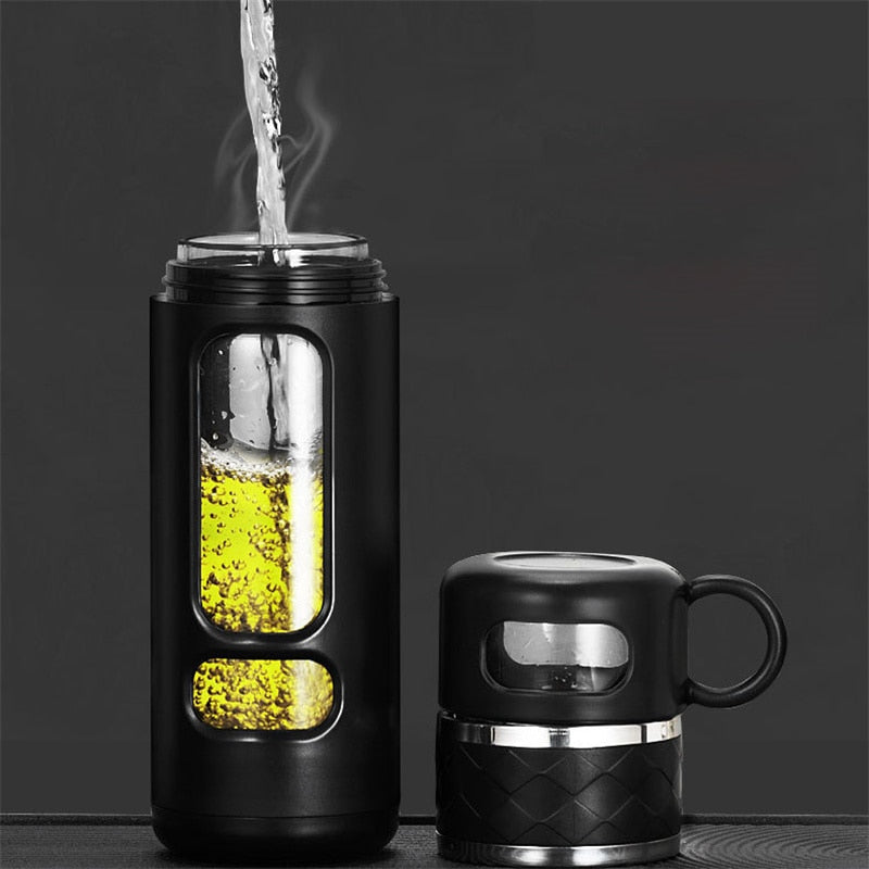 Phantom Pour Glass Tea Water Bottle With Tea Filter