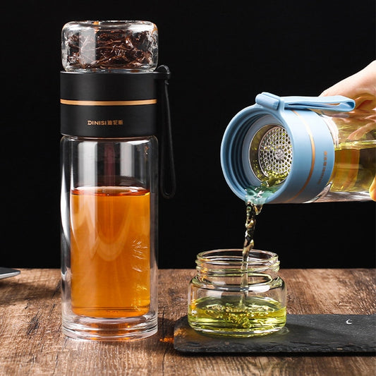 Phantom Pour glass portable bottle with tea or herbal infusion